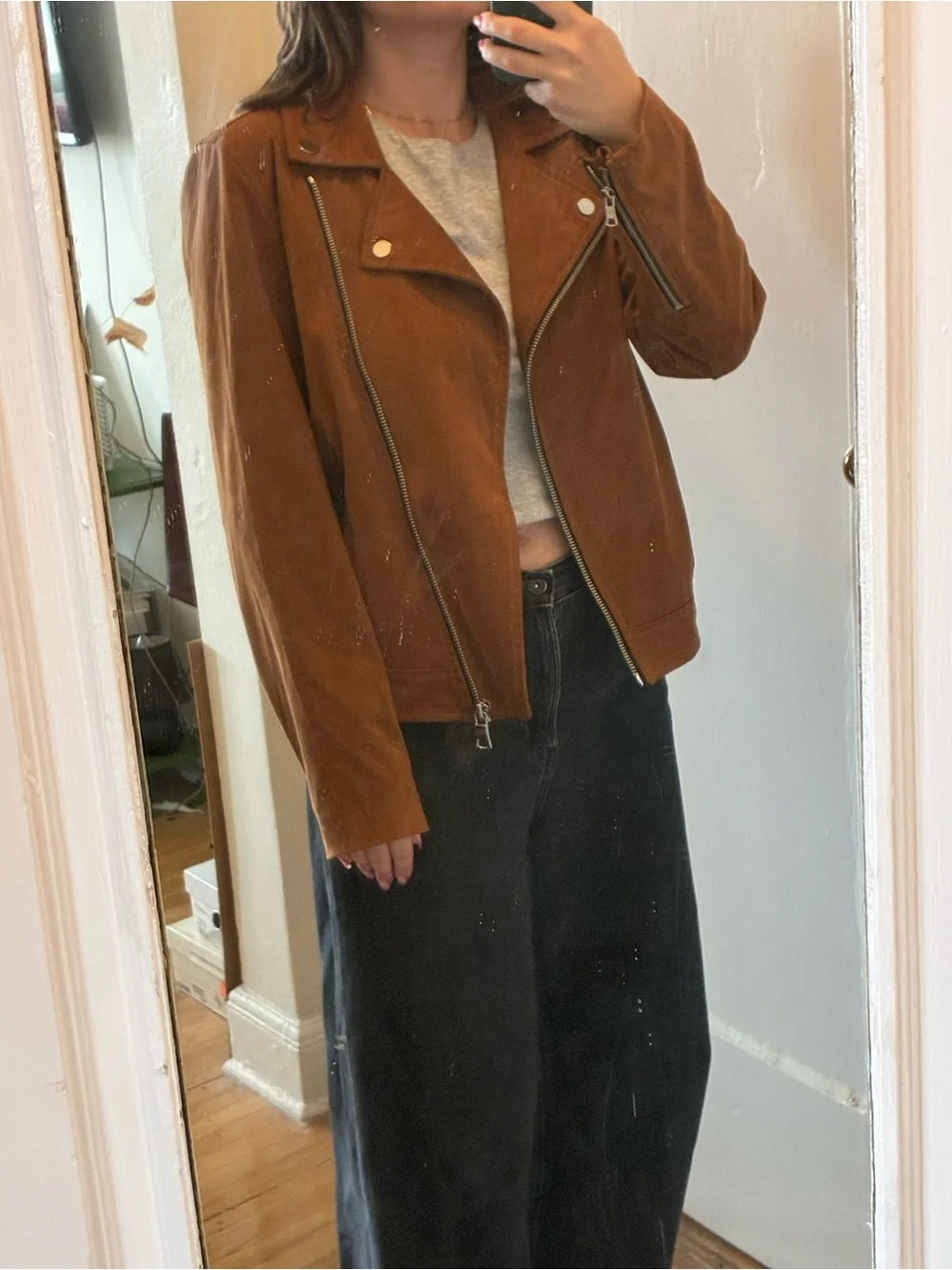 LOFT Cognac Suede Moto Jacket - Picture 5 of 7